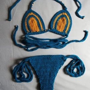 Worn once crochet bathing suit w/ cheeky bottoms
